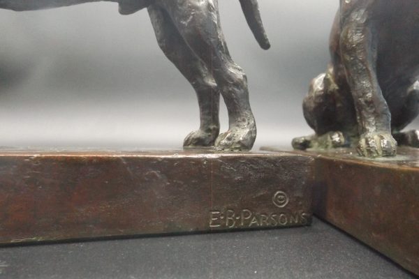 EB Parsons Dogs Bronze Bookends Figure Sculpture Artist Signed - Image 6