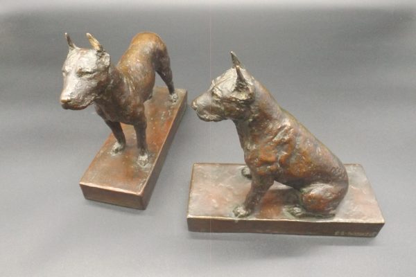 EB Parsons Dogs Bronze Bookends Figure Sculpture Artist Signed - Image 7