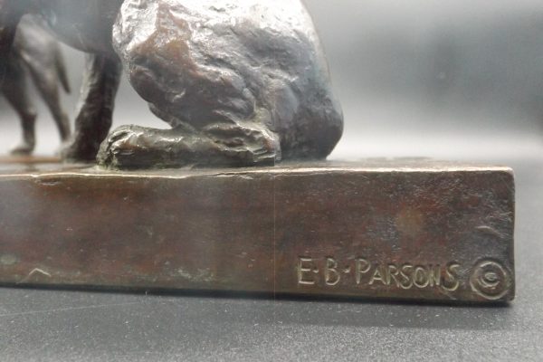 EB Parsons Dogs Bronze Bookends Figure Sculpture Artist Signed - Image 8