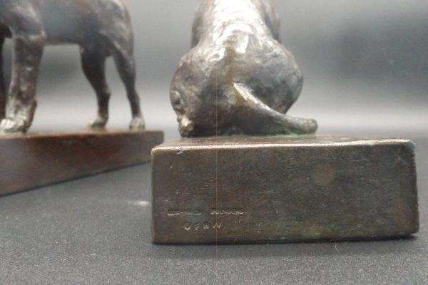 EB Parsons Dogs Bronze Bookends Figure Sculpture Artist Signed - Image 9