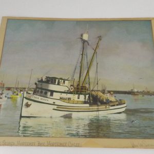Sea Queen in Monterey Harbor California, fishing boat purse seiner 1945.